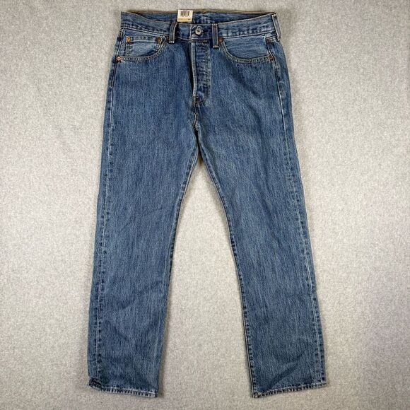 Levi Strauss & Co 501 Mens 32x30 Button Fly Denim Jeans Blue Straight Leg NWT